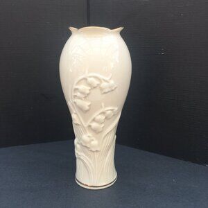 Lenox Porcelain Bud Vase Lily of the Valley Cream Colored Gold Accent